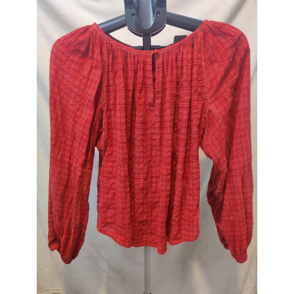 a.n.a Blouse Women's Size Medium Bohemian Round Neck Long Sleeve